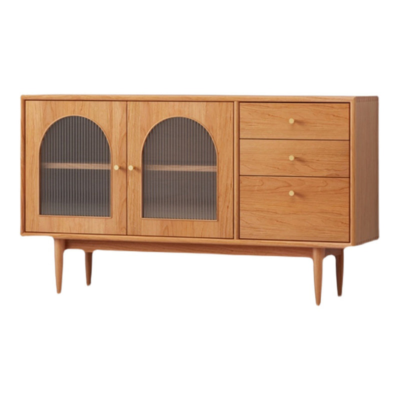 Solid Wood Sideboard with 3-Drawers Modern Adjustable Shelving Sideboard