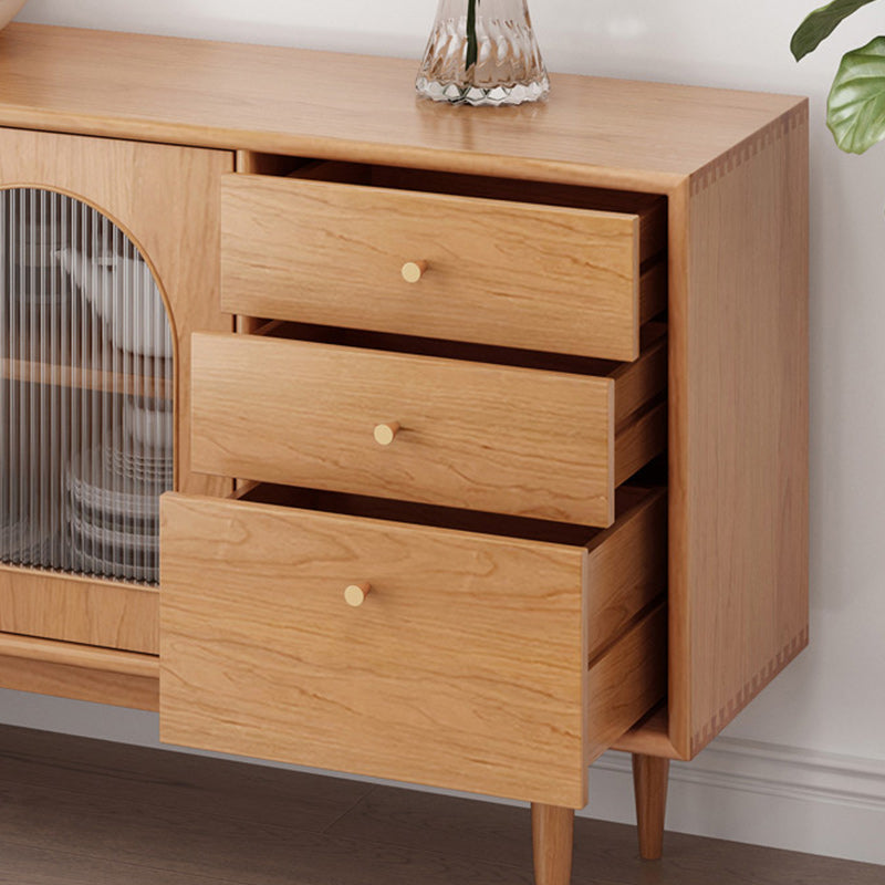 Solid Wood Sideboard with 3-Drawers Modern Adjustable Shelving Sideboard