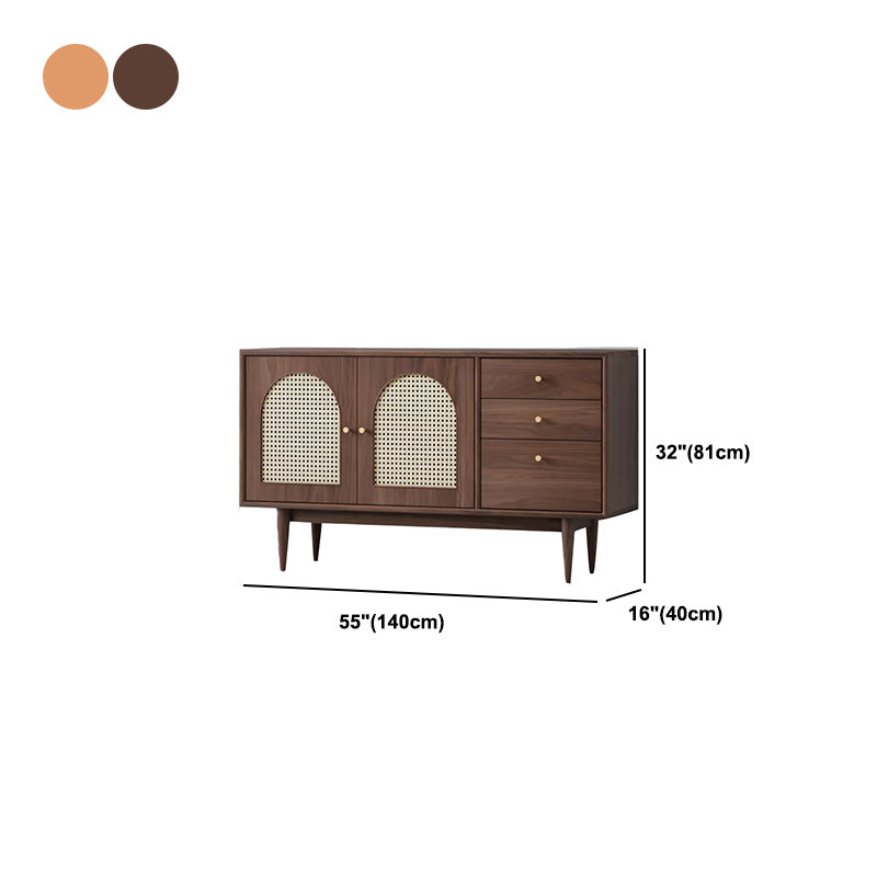 Solid Wood Sideboard with 3-Drawers Modern Adjustable Shelving Sideboard