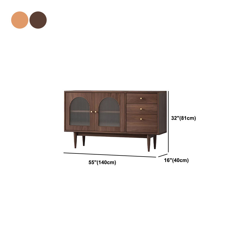 Solid Wood Sideboard with 3-Drawers Modern Adjustable Shelving Sideboard