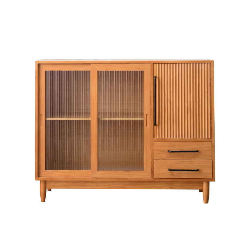 Pine Solid Wood Sideboard Contemporary Sliding Door Dining Server