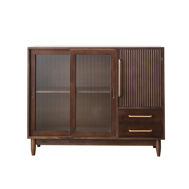 Pine Solid Wood Sideboard Contemporary Sliding Door Dining Server