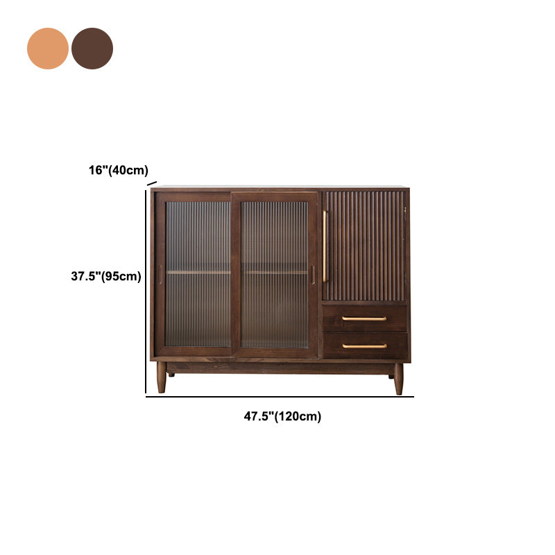 Pine Solid Wood Sideboard Contemporary Sliding Door Dining Server