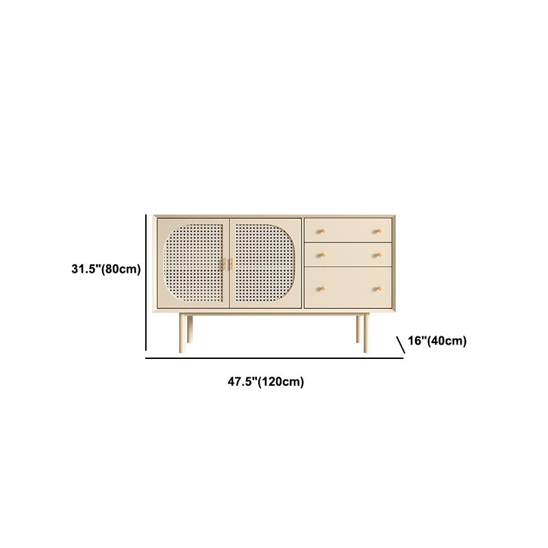 Contemporary Dining Buffet for Kitchen Beige Wood Sideboard with Cabinets and Drawers