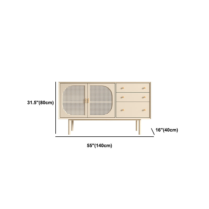 Contemporary Dining Buffet for Kitchen Beige Wood Sideboard with Cabinets and Drawers