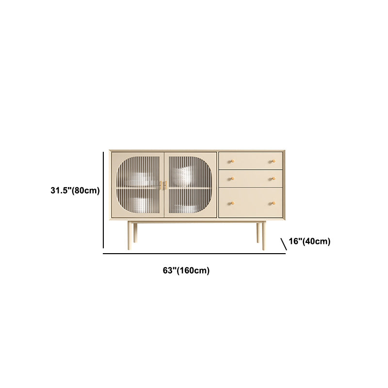 Contemporary Dining Buffet for Kitchen Beige Wood Sideboard with Cabinets and Drawers