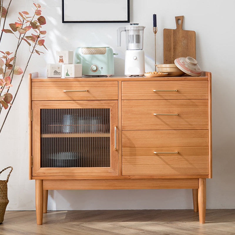 4-Drawer Dining Server Contemporary Pine Solid Wood Sideboard