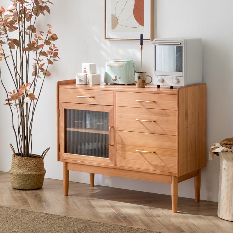 4-Drawer Dining Server Contemporary Pine Solid Wood Sideboard