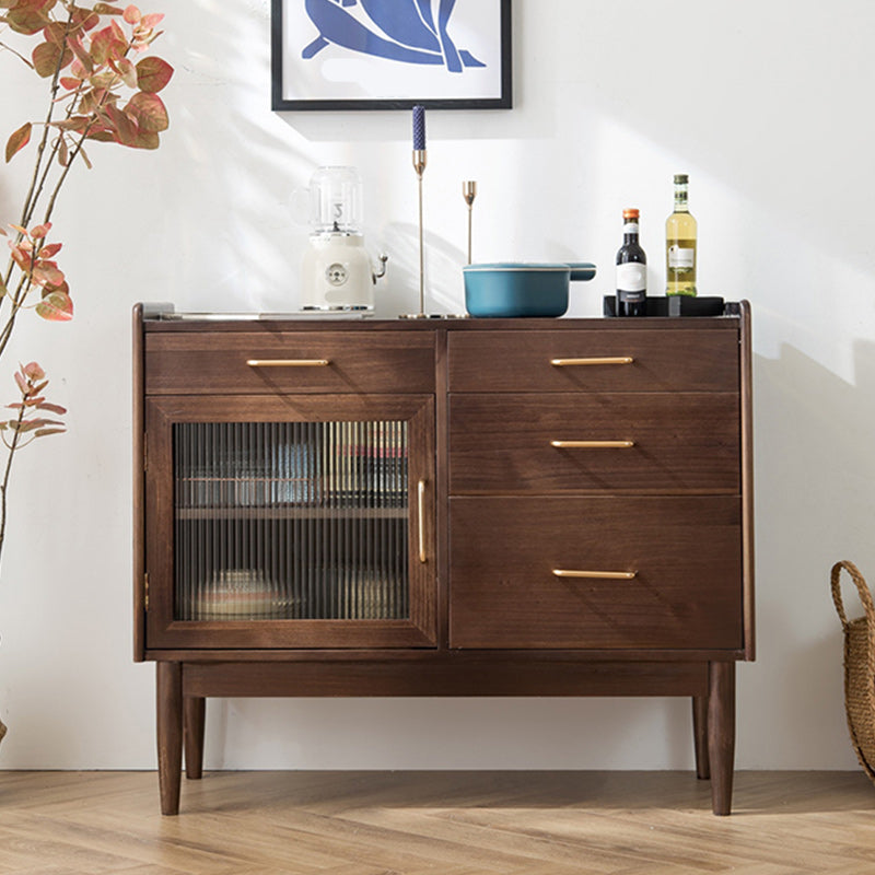 4-Drawer Dining Server Contemporary Pine Solid Wood Sideboard