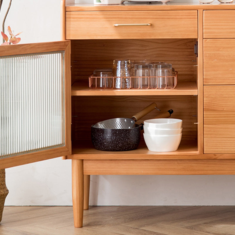 4-Drawer Dining Server Contemporary Pine Solid Wood Sideboard