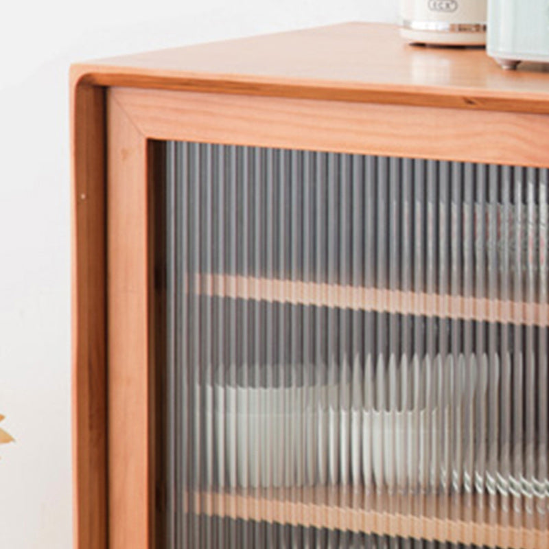 Contemporary Sideboard with Drawers Solid Wood Buffet Stand for Kitchen