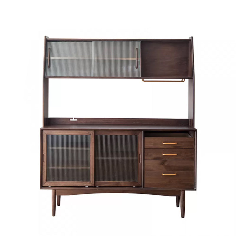 Contemporary Solid Wood Sideboard Sliding Door Sideboard with 3 Drawers