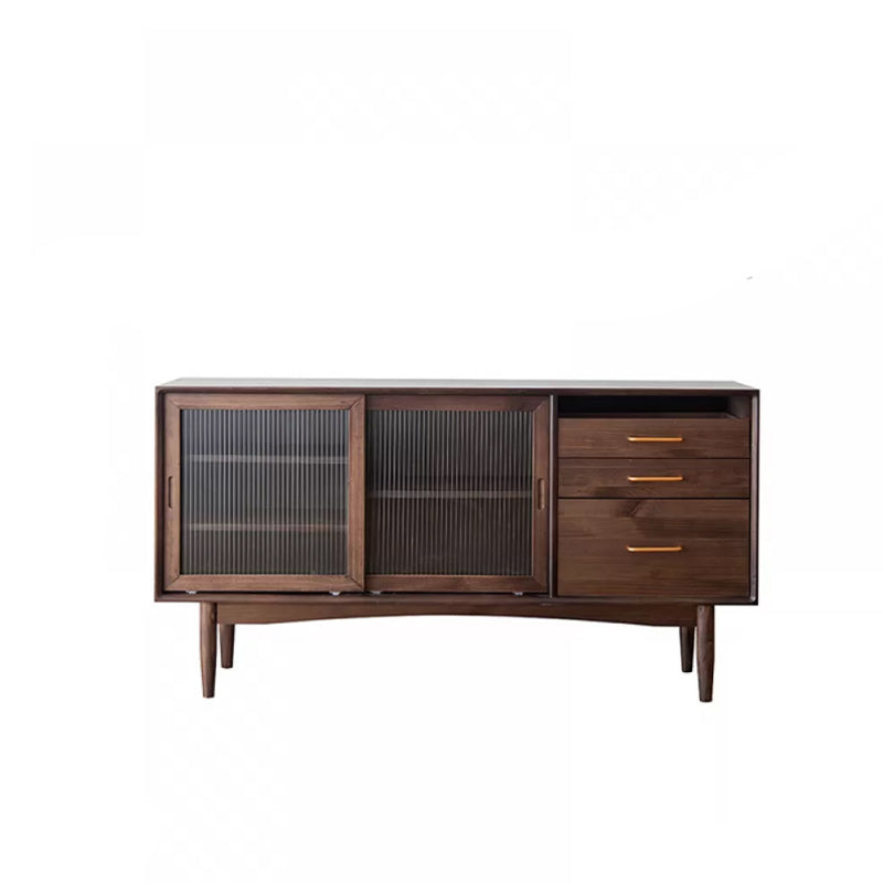 Contemporary Solid Wood Sideboard Sliding Door Sideboard with 3 Drawers