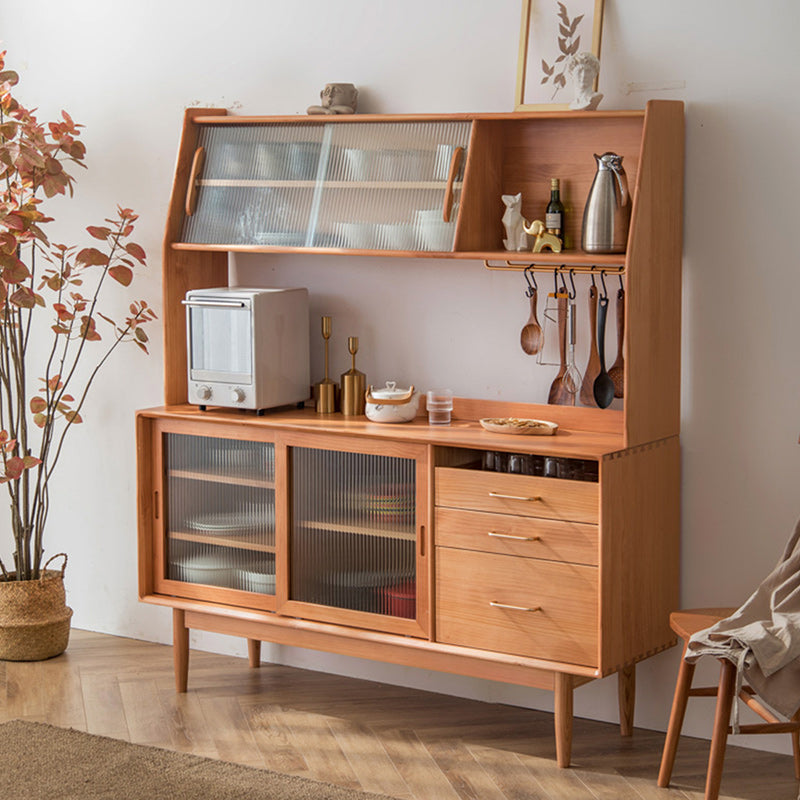 Contemporary Solid Wood Sideboard Sliding Door Sideboard with 3 Drawers