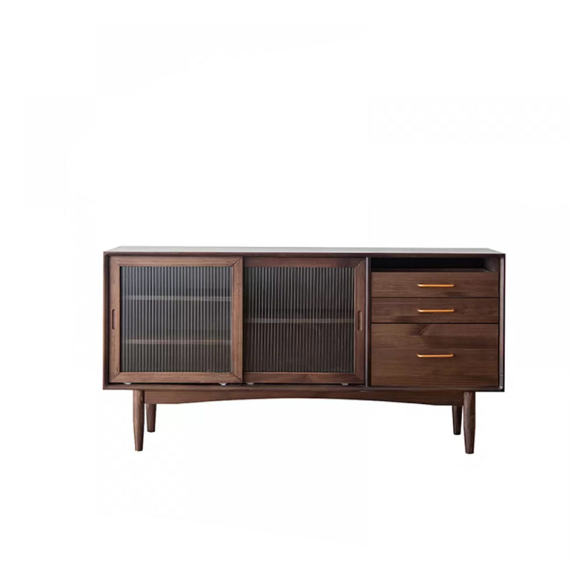 Contemporary Solid Wood Sideboard Sliding Door Sideboard with 3 Drawers