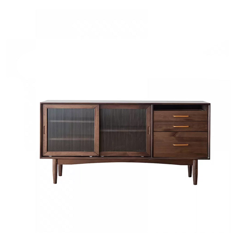 Contemporary Solid Wood Sideboard Sliding Door Sideboard with 3 Drawers