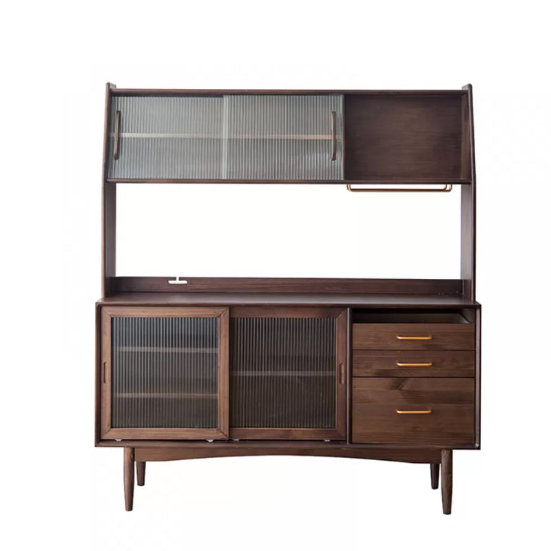 Contemporary Solid Wood Sideboard Sliding Door Sideboard with 3 Drawers