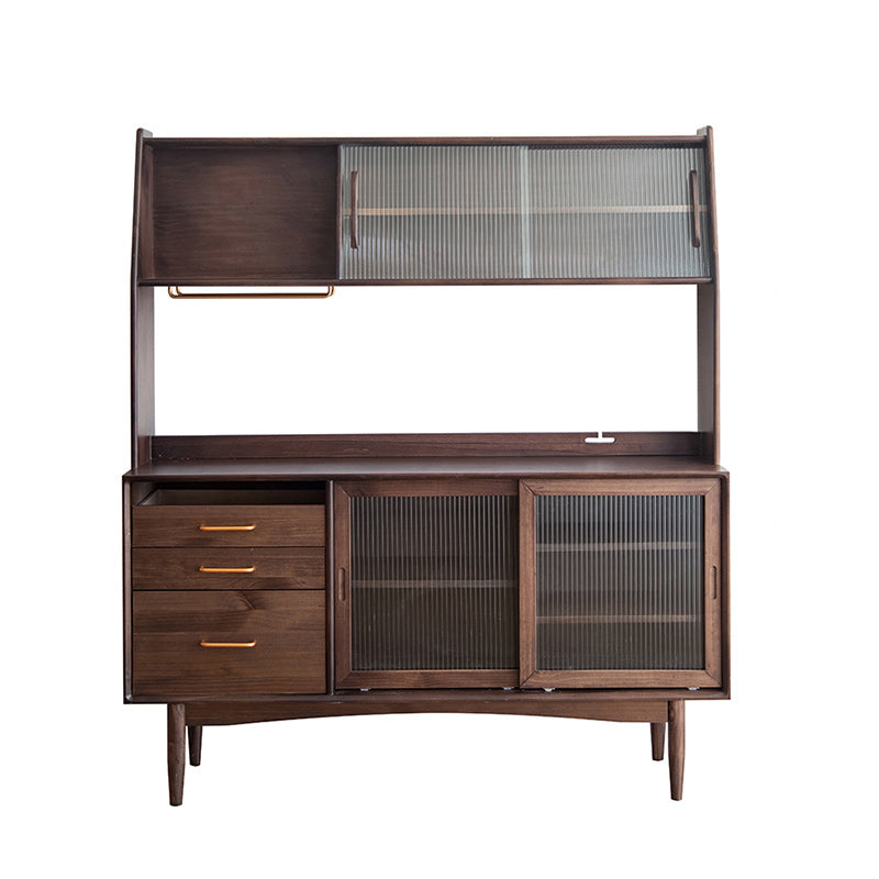 Contemporary Solid Wood Sideboard Sliding Door Sideboard with 3 Drawers