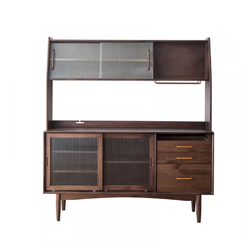 Contemporary Solid Wood Sideboard Sliding Door Sideboard with 3 Drawers