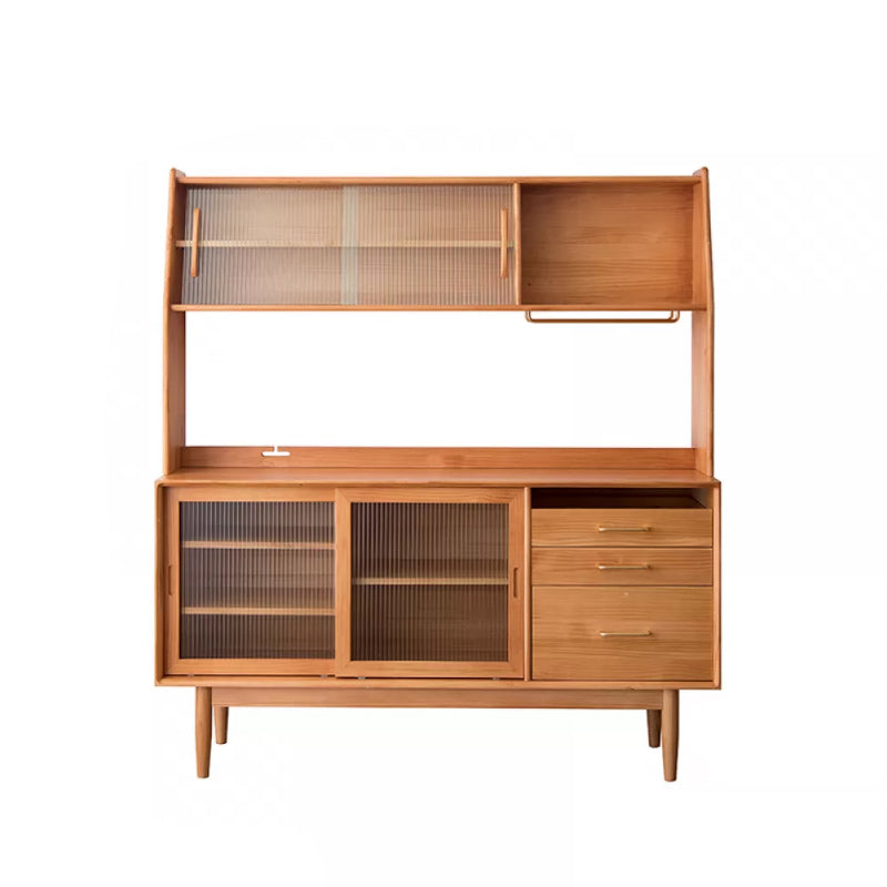 Contemporary Solid Wood Sideboard Sliding Door Sideboard with 3 Drawers