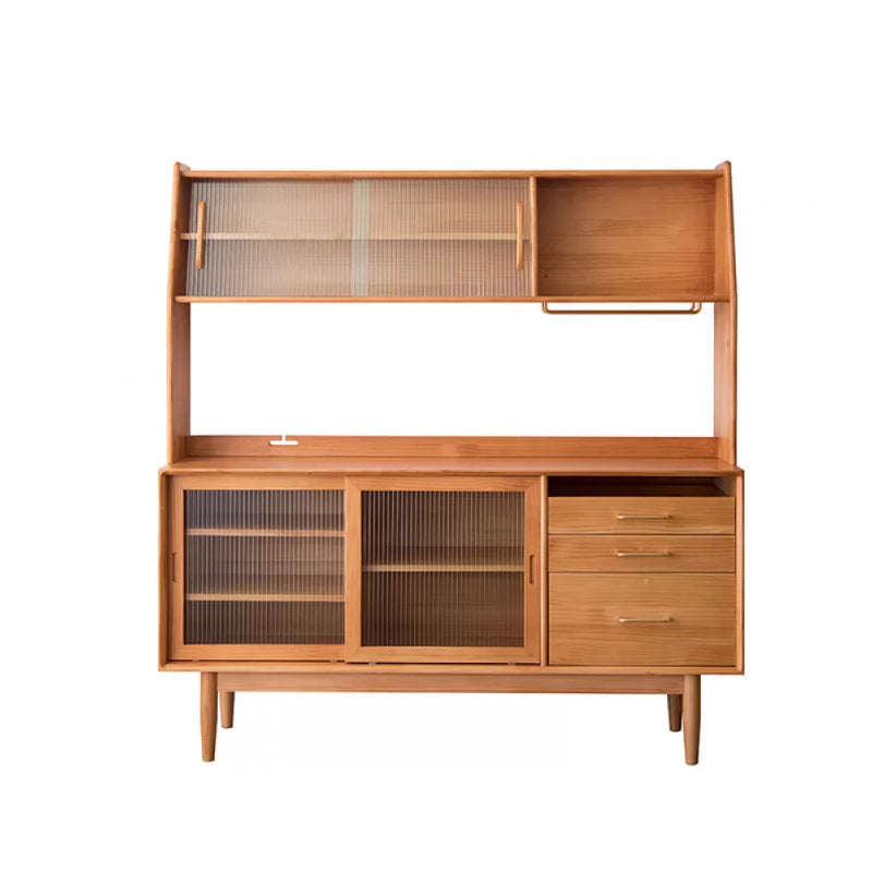 Contemporary Solid Wood Sideboard Sliding Door Sideboard with 3 Drawers