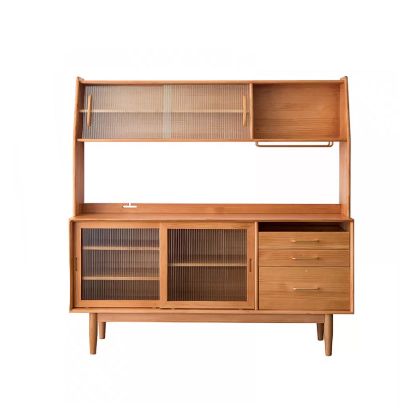 Contemporary Solid Wood Sideboard Sliding Door Sideboard with 3 Drawers