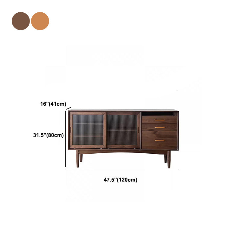 Contemporary Solid Wood Sideboard Sliding Door Sideboard with 3 Drawers