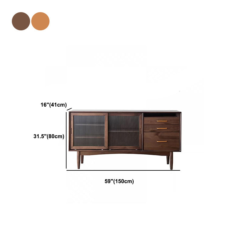 Contemporary Solid Wood Sideboard Sliding Door Sideboard with 3 Drawers