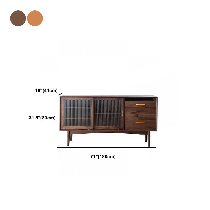 Contemporary Solid Wood Sideboard Sliding Door Sideboard with 3 Drawers