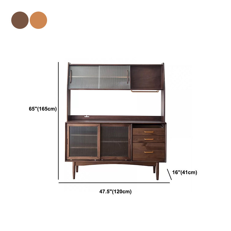 Contemporary Solid Wood Sideboard Sliding Door Sideboard with 3 Drawers