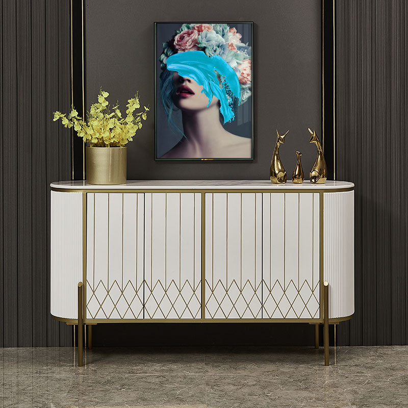 Glam Buffet Stand with Adjustable Shelving White Sideboard Buffet