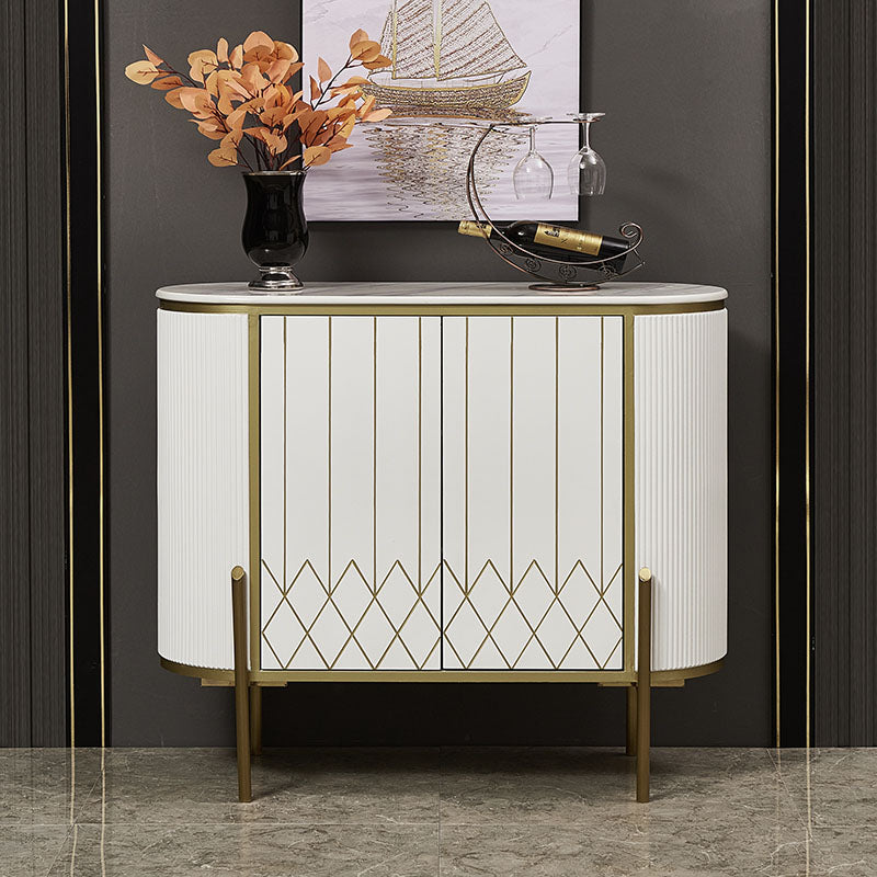 Glam Buffet Stand with Adjustable Shelving White Sideboard Buffet