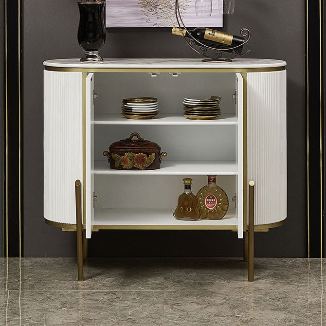 Glam Buffet Stand with Adjustable Shelving White Sideboard Buffet