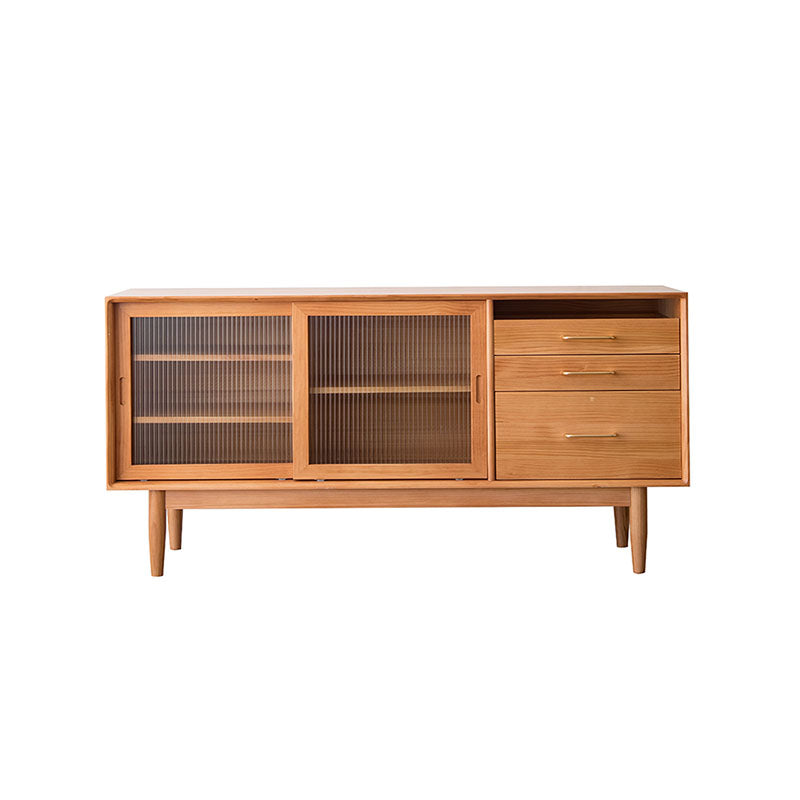 Pine Solid Wood Sideboard Buffet Contemporary Buffet Table with Drawers