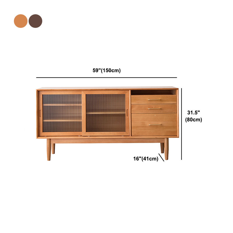 Pine Solid Wood Sideboard Buffet Contemporary Buffet Table with Drawers