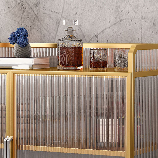 Glam Dining Server with Metal Legs Kitchen Sideboard with Glass Doors