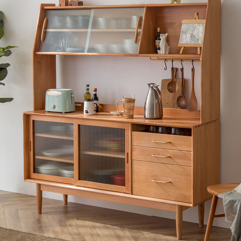 Contemporary Sideboard Table with Drawers Pine Solid Wood Dining Buffet