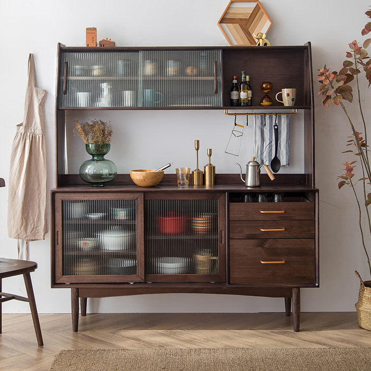 Contemporary Sideboard Table with Drawers Pine Solid Wood Dining Buffet