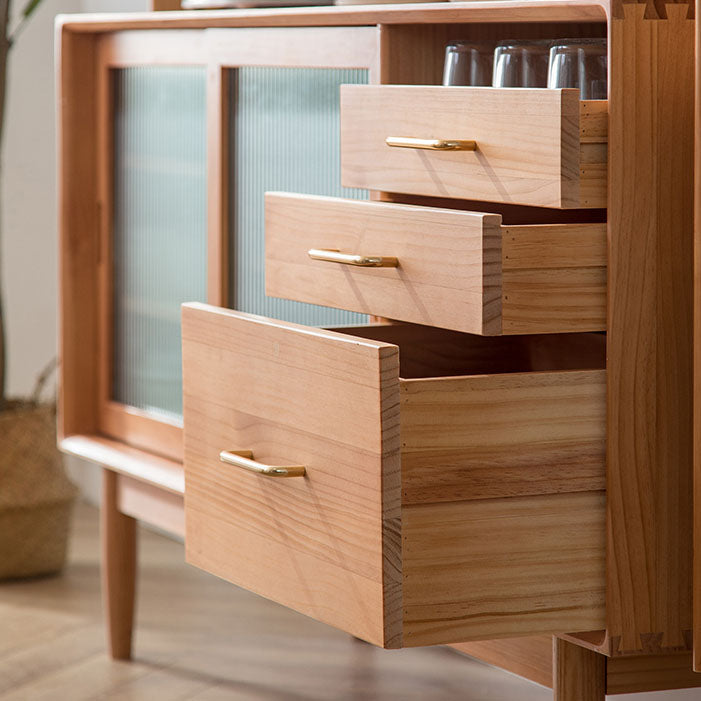 Contemporary Sideboard Table with Drawers Pine Solid Wood Dining Buffet