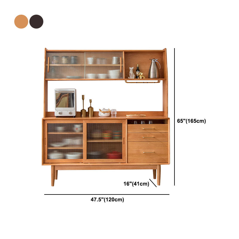 Contemporary Sideboard Table with Drawers Pine Solid Wood Dining Buffet