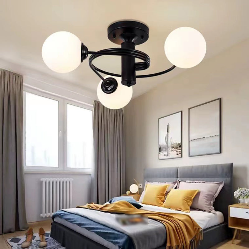 3/5-Light Black/Golden Modern Flush Mount Lighting LED Ceiling Light for Bedroom