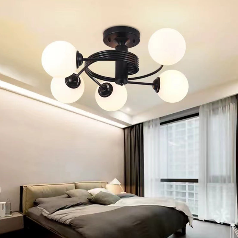 3/5-Light Black/Golden Modern Flush Mount Lighting LED Ceiling Light for Bedroom