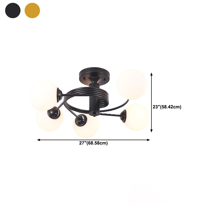 3/5-Light Black/Golden Modern Flush Mount Lighting LED Ceiling Light for Bedroom