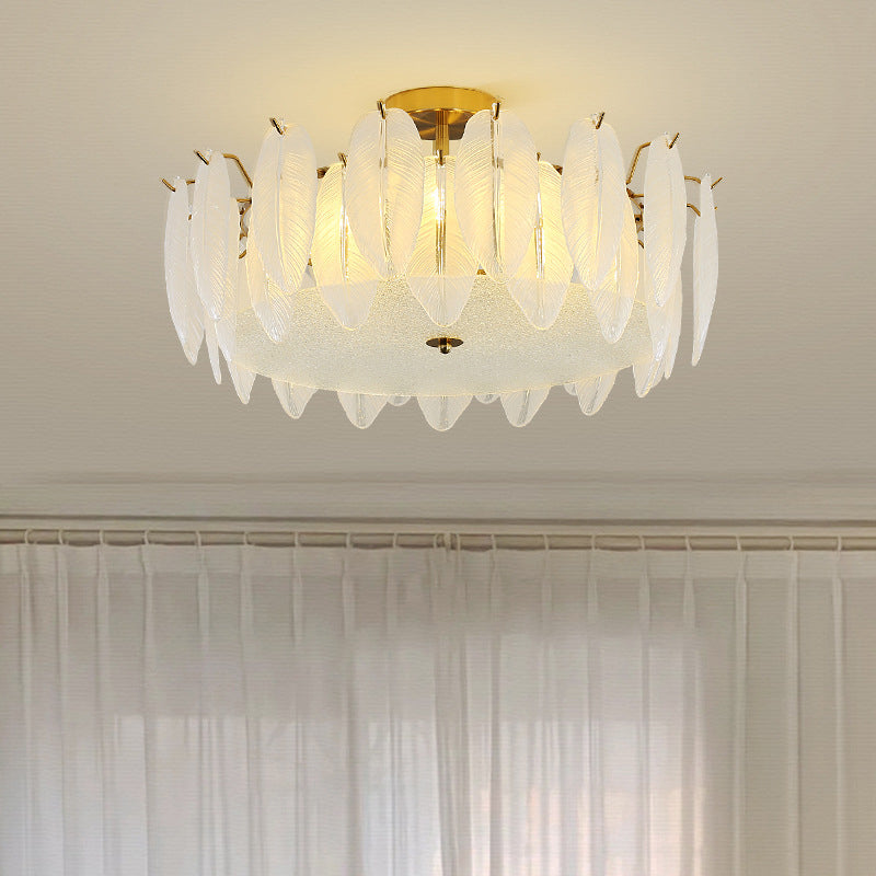 Modern Glass Ceiling Lighting Fixture Minimalist Flush Mount Light Fixture for Bedroom