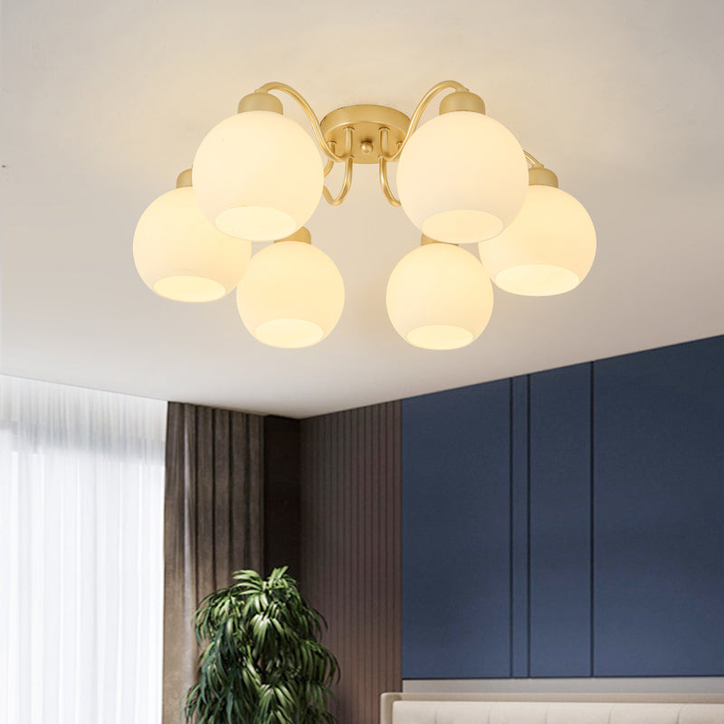 Nordic Style Golden Ceiling Light Ball Shape Shade Ceiling Lamp for Living Room