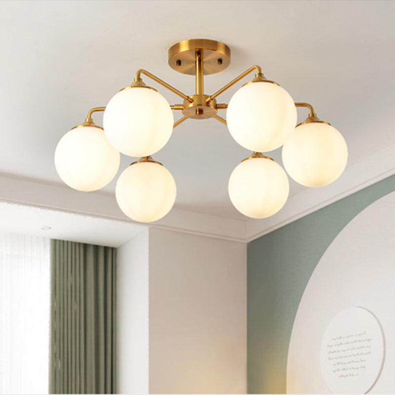 Modern Simple Copper Ceiling Light Ball Shape Shade Ceiling Lamp for Bedroom