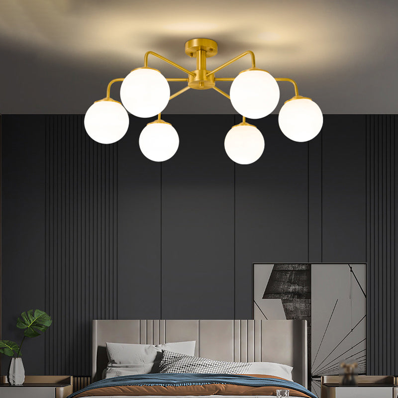 Modern Simple Copper Ceiling Light Ball Shape Shade Ceiling Lamp for Bedroom