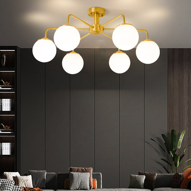 Modern Simple Copper Ceiling Light Ball Shape Shade Ceiling Lamp for Bedroom