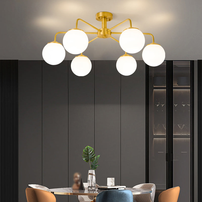 Modern Simple Copper Ceiling Light Ball Shape Shade Ceiling Lamp for Bedroom