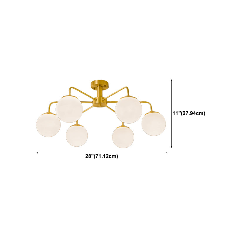 Modern Simple Copper Ceiling Light Ball Shape Shade Ceiling Lamp for Bedroom